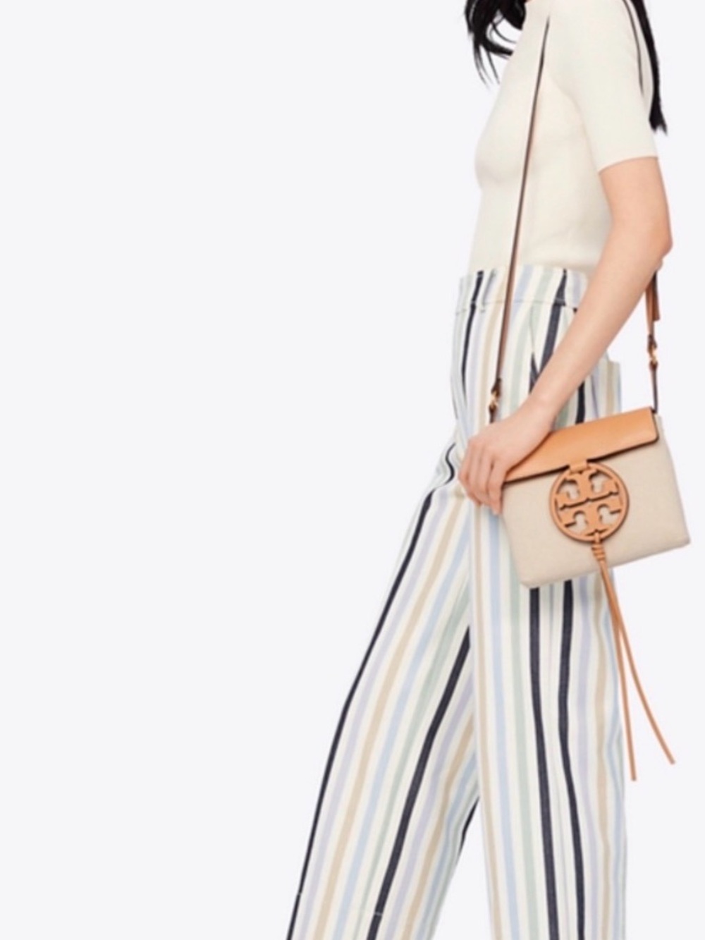 Authentic Tory Burch Miller Canvas Leather Crossbody